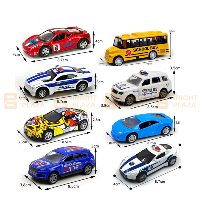 4pk Mini Diecast Toy Cars Set Vehicle Sports Car Bus SUV Bus Kids Toys Pull Back Race