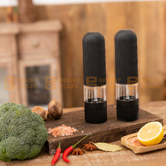 Electric Salt & Pepper Grinder Mill Shakers One Touch Push Button LED Light Battery