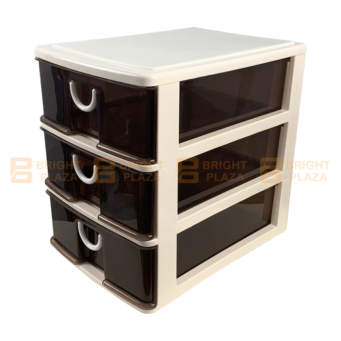 3 Tier Desk Drawer Stationery Document Desk top Organiser Plastic Office Cabinet Box