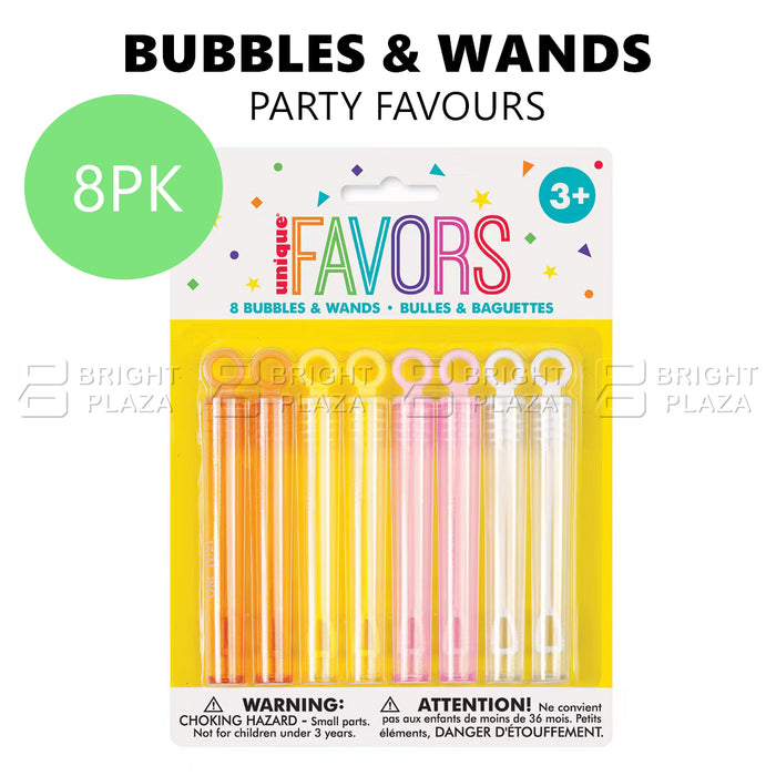 8 x Mini Bubbles & Wands Colourful Birthday Party Favours Loot Lolly Treat Bag Bubble