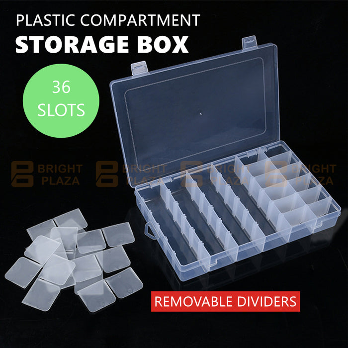 Plastic Compartment Storage Box Container Jewellery Bead Craft Organiser Case Slot