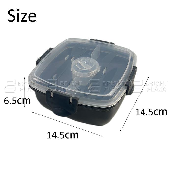 Lunch Box Food Meals Storage Container with Cutlery Fork Knife Condiment Tub