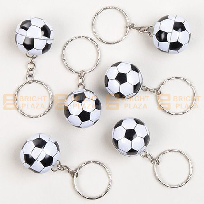 12pk Soccer Ball Keyrings Keychains Sports Birthday Party Loot Bag Favours Key Chain