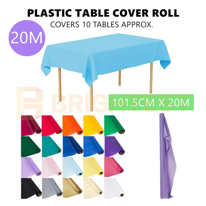 20m Plastic Table Cloth Roll Cover Banquet Party Wedding Birthday PVC Vinyl Bulk
