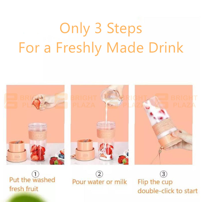 Portable USB Rechargeable Personal Handheld Blender Fruits Smoothies Juice 300ml