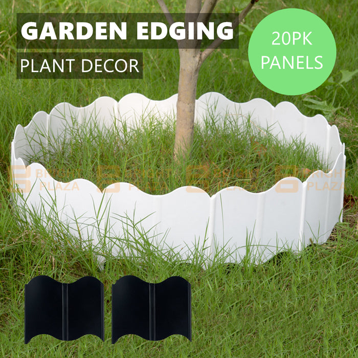 20pk Plastic Garden Edging Panels Outdoor Plant Lawn Yard Flower Border Fence Décor