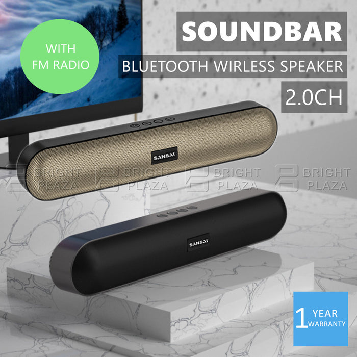 2.0CH Bluetooth Soundbar Multimedia Wireless Speaker System Sound Bar FM Radio