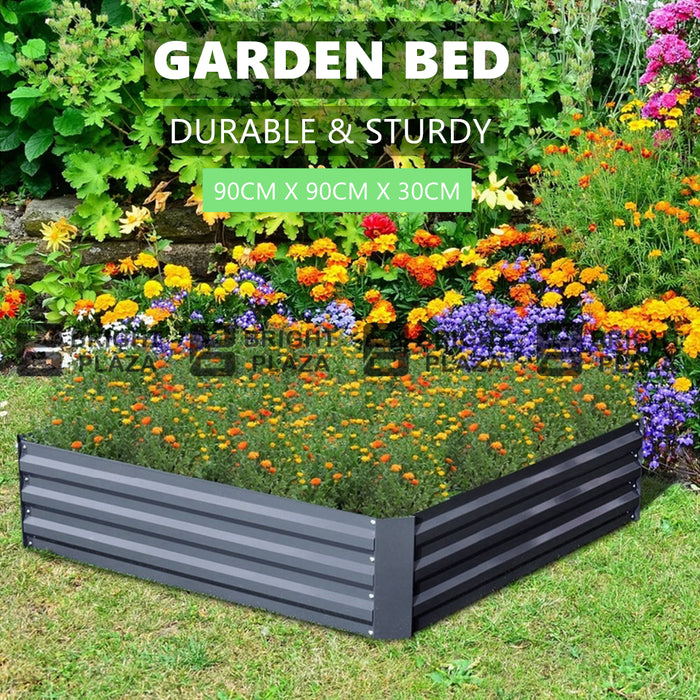 Garden Bed Galvanised Steel Raised Planter Box Outdoor Flower Plant Patio 90x90cm
