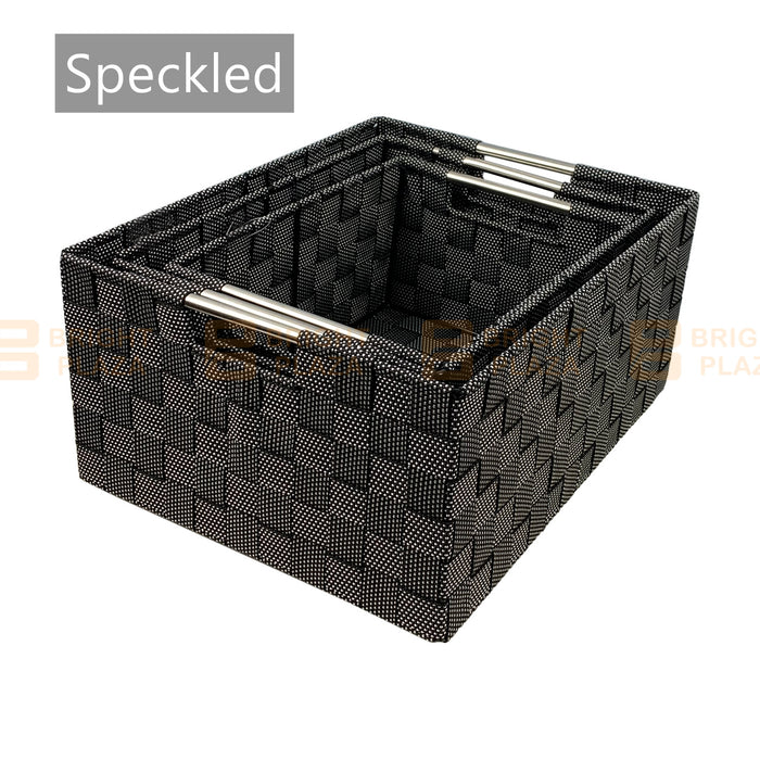 3pcs Woven Strap Storage Basket Organiser Set Portable Clothes Washing Hamper